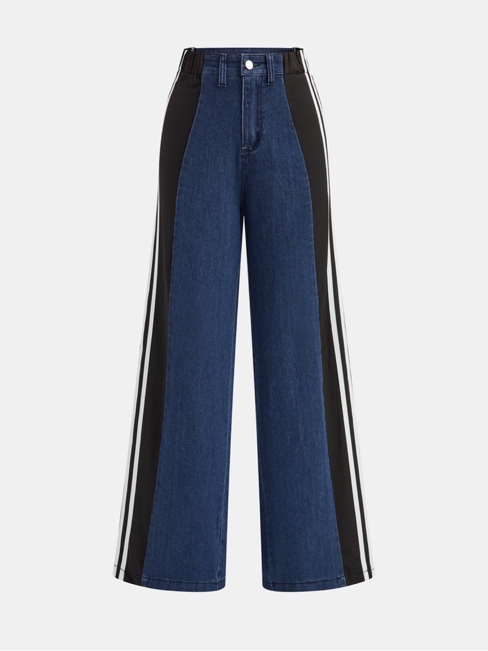 Commense Two-Tone Wide Leg Jeans in Blue and Black